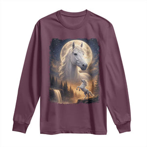 Horse Neighing To The Moon Long Sleeve Shirt Vintage 90s Animal Horse Lover Equestrian TS11 Maroon Print Your Wear