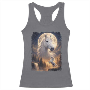Horse Neighing To The Moon Racerback Tank Top Vintage 90s Animal Horse Lover Equestrian TS11 Charcoal Print Your Wear