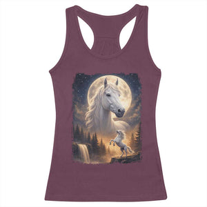 Horse Neighing To The Moon Racerback Tank Top Vintage 90s Animal Horse Lover Equestrian TS11 Maroon Print Your Wear