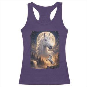 Horse Neighing To The Moon Racerback Tank Top Vintage 90s Animal Horse Lover Equestrian TS11 Purple Print Your Wear