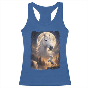Horse Neighing To The Moon Racerback Tank Top Vintage 90s Animal Horse Lover Equestrian TS11 Royal Blue Print Your Wear