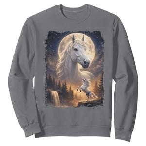 Horse Neighing To The Moon Sweatshirt Vintage 90s Animal Horse Lover Equestrian TS11 Charcoal Print Your Wear