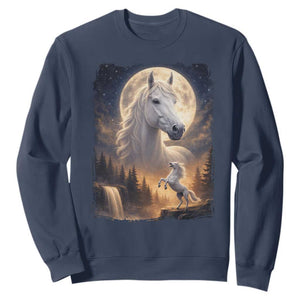 Horse Neighing To The Moon Sweatshirt Vintage 90s Animal Horse Lover Equestrian TS11 Navy Print Your Wear