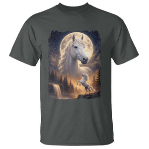 Horse Neighing To The Moon T Shirt Vintage 90s Animal Horse Lover Equestrian TS11 Dark Heather Print Your Wear