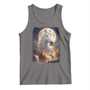 Horse Neighing To The Moon Tank Top Vintage 90s Animal Horse Lover Equestrian TS11 Deep Heather Print Your Wear