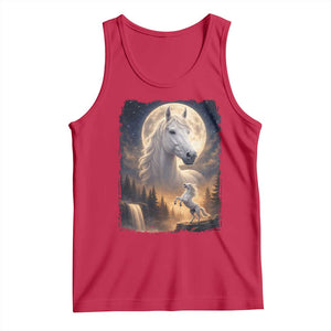 Horse Neighing To The Moon Tank Top Vintage 90s Animal Horse Lover Equestrian TS11 Red Print Your Wear