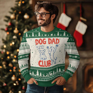 Dog Dad Club Ugly Christmas Sweater Life is Better with Dogs Father's Day TS11 Beige Green Print Your Wear