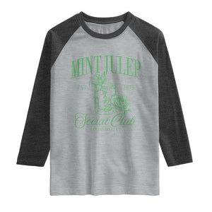 Mint Julep Social Club KY Funny Derby Cocktail Raglan Shirt TS11 Heather Gray Heather Charcoal Print Your Wear
