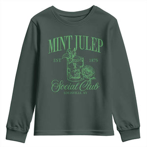 Mint Julep Social Club KY Funny Derby Cocktail Youth Sweatshirt TS11 Dark Forest Green Print Your Wear