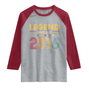 July 10th Birthday Raglan Shirt Legends Since July 2016 Retro Bday