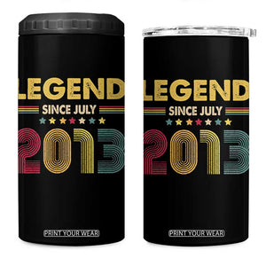 July 13th Birthday 4 in 1 Can Cooler Tumbler Legends Since July 2013 Retro Bday