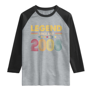 July 18th Birthday Raglan Shirt Legends Since July 2008 Retro Bday
