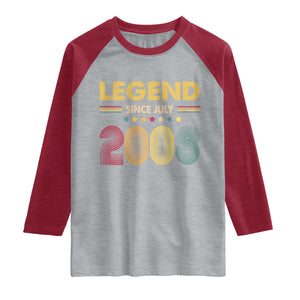 July 18th Birthday Raglan Shirt Legends Since July 2008 Retro Bday