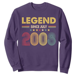 July 18th Birthday Sweatshirt Legends Since July 2008 Retro Bday