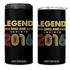 June 10th Birthday 4 in 1 Can Cooler Tumbler Legends Since June 2016 Retro Bday TS11 One Size: 16 oz Black Print Your Wear