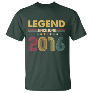 June 10th Birthday T Shirt Legends Since June 2016 Retro Bday TS11 Dark Forest Green Print Your Wear