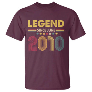June 16th Birthday T Shirt Legends Since June 2010 Retro Bday TS11 Maroon Print Your Wear