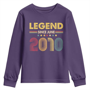 June 16th Birthday Youth Sweatshirt Legends Since June 2010 Retro Bday TS11 Purple Print Your Wear