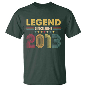 June 13th Birthday T Shirt Legends Since June 2013 Retro Bday TS11 Dark Forest Green Print Your Wear