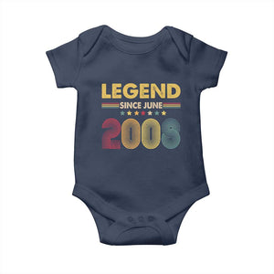 June 18th Birthday Baby Onesie Legends Since June 2008 Retro Bday TS11 Navy Print Your Wear