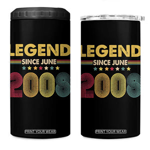 June 18th Birthday 4 in 1 Can Cooler Tumbler Legends Since June 2008 Retro Bday TS11 One Size: 16 oz Black Print Your Wear