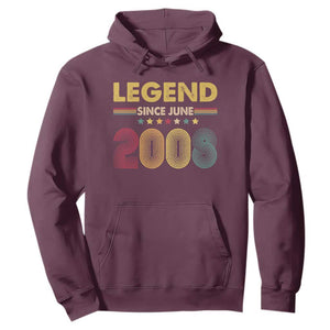 June 18th Birthday Hoodie Legends Since June 2008 Retro Bday TS11 Maroon Print Your Wear