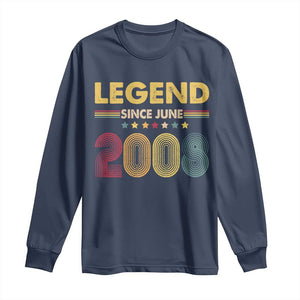 June 18th Birthday Long Sleeve Shirt Legends Since June 2008 Retro Bday TS11 Navy Print Your Wear