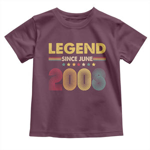 June 18th Birthday Toddler T Shirt Legends Since June 2008 Retro Bday TS11 Maroon Print Your Wear