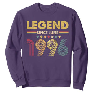 June 30th Birthday Sweatshirt Legends Since June 1996 Retro Bday TS11 Purple Print Your Wear