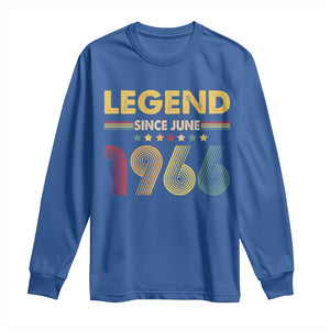 June 60th Birthday Long Sleeve Shirt Legends Since June 1966 Retro Bday TS11 Royal Blue Print Your Wear