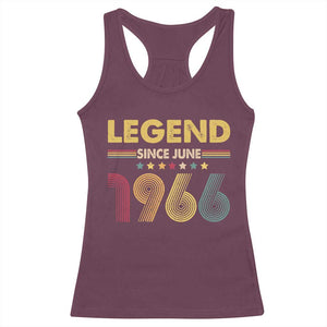 June 60th Birthday Racerback Tank Top Legends Since June 1966 Retro Bday TS11 Maroon Print Your Wear
