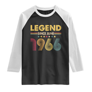 June 60th Birthday Raglan Shirt Legends Since June 1966 Retro Bday TS11 Black White Print Your Wear