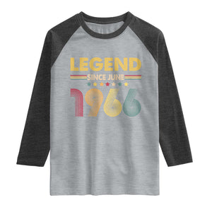 June 60th Birthday Raglan Shirt Legends Since June 1966 Retro Bday TS11 Heather Gray Heather Charcoal Print Your Wear
