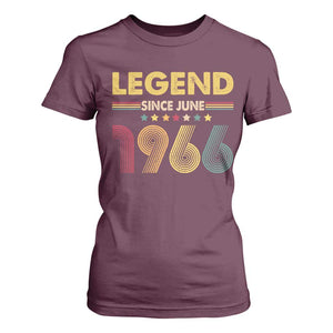June 60th Birthday T Shirt For Women Legends Since June 1966 Retro Bday TS11 Maroon Print Your Wear
