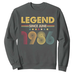 June 40th Birthday Sweatshirt Legends Since June 1986 Retro Bday TS11 Dark Heather Print Your Wear