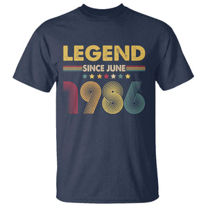 June 40th Birthday T Shirt Legends Since June 1986 Retro Bday TS11 Navy Print Your Wear