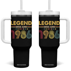 June 40th Birthday Tumbler With Handle Legends Since June 1986 Retro Bday TS11 One Size: 40 oz Black Print Your Wear