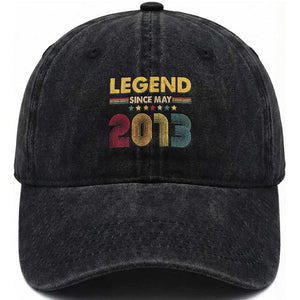 May 13th Birthday Washed Cotton Baseball Cap Legends Since May 2013 Retro Bday TS11 Print Your Wear