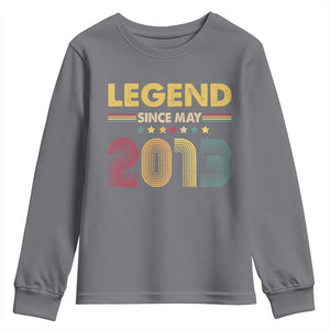 May 13th Birthday Youth Sweatshirt Legends Since May 2013 Retro Bday TS11 Charcoal Print Your Wear
