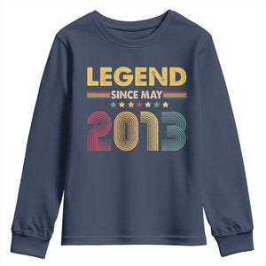 May 13th Birthday Youth Sweatshirt Legends Since May 2013 Retro Bday TS11 Navy Print Your Wear