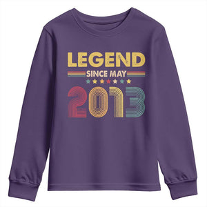 May 13th Birthday Youth Sweatshirt Legends Since May 2013 Retro Bday TS11 Purple Print Your Wear