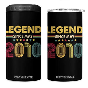 May 16th Birthday 4 in 1 Can Cooler Tumbler Legends Since May 2010 Retro Bday TS11 One Size: 16 oz Black Print Your Wear
