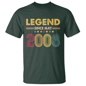 May 18th Birthday T Shirt Legends Since May 2008 Retro Bday TS11 Dark Forest Green Print Your Wear