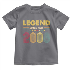 May 18th Birthday Toddler T Shirt Legends Since May 2008 Retro Bday TS11 Charcoal Print Your Wear