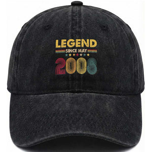 May 18th Birthday Washed Cotton Baseball Cap Legends Since May 2008 Retro Bday TS11 Print Your Wear