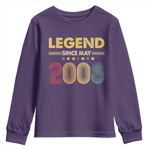 May 18th Birthday Youth Sweatshirt Legends Since May 2008 Retro Bday TS11 Purple Print Your Wear
