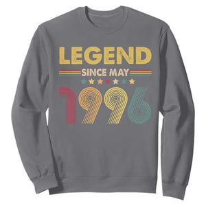 May 30th Birthday Sweatshirt Legends Since May 1996 Retro Bday TS11 Charcoal Print Your Wear