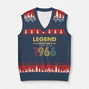May 60th Birthday V-Neck Knit Sweater Vest Legends Since May 1966 Retro Bday TS11 Navy Red Print Your Wear
