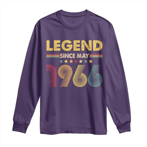 May 60th Birthday Long Sleeve Shirt Legends Since May 1966 Retro Bday TS11 Purple Print Your Wear