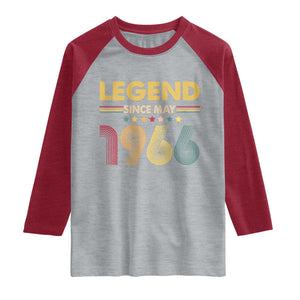 May 60th Birthday Raglan Shirt Legends Since May 1966 Retro Bday TS11 Heather Gray Heather Red Print Your Wear